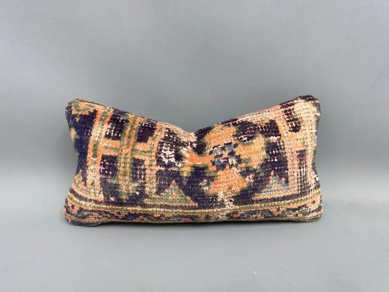 Pillow Sham, Kilim Cushion Sham, Boho Pillow Sham Cover, Ottoman Cushion, Pet Pillow Case, 8x16 Blue Cushion, Turkish Kilim Pillow - 1