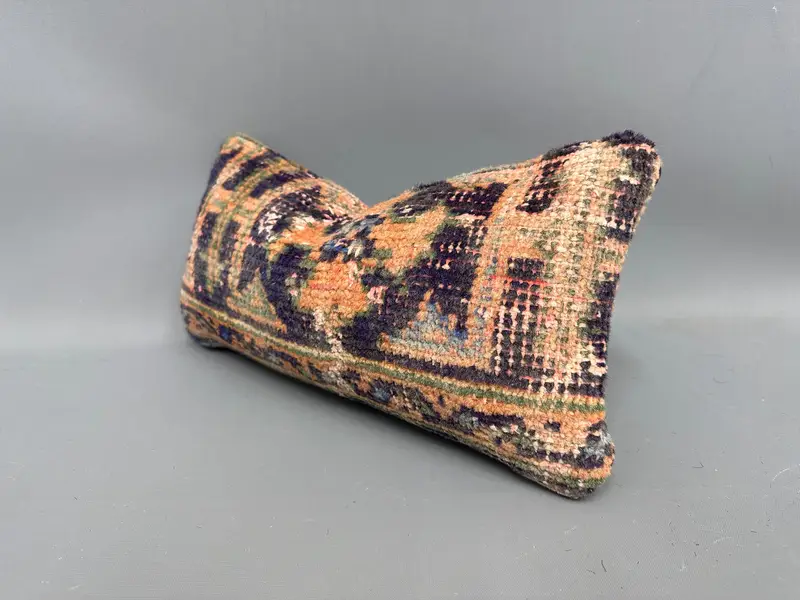 Pillow Sham, Kilim Cushion Sham, Boho Pillow Sham Cover, Ottoman Cushion, Pet Pillow Case, 8x16 Blue Cushion, Turkish Kilim Pillow - 3
