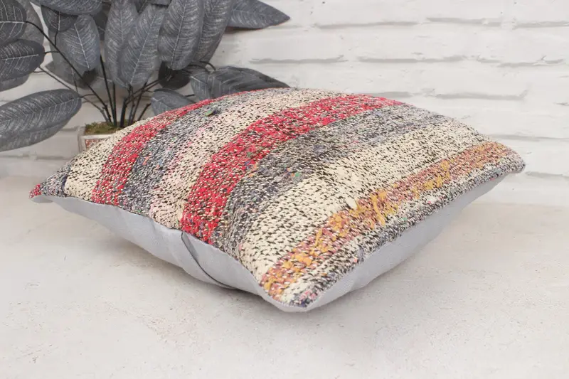 Cushion Case, 16x16 Red Cushion Cover, Neutral Cushion Case, Pillow for Sofa, Pastel Pillow, Kilim Cushion Sham, Gift Pillow, Boho Throw Pillow Sham - 6