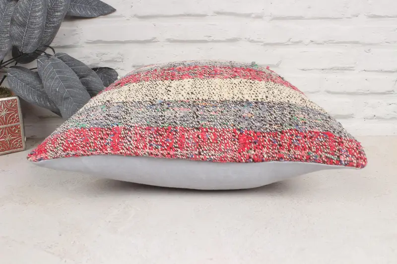 Cushion Case, 16x16 Red Cushion Cover, Neutral Cushion Case, Pillow for Sofa, Pastel Pillow, Kilim Cushion Sham, Gift Pillow, Boho Throw Pillow Sham - 5