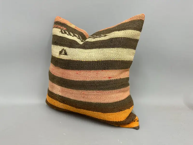 Pillow Sham, One Of A Kind Pillow Cover, Pet Pillow Case, 20x20 Beige Pillow Cover, Vintage Pillow, Ethnical Kilim Rug Pillow, Antique Pillows - 3