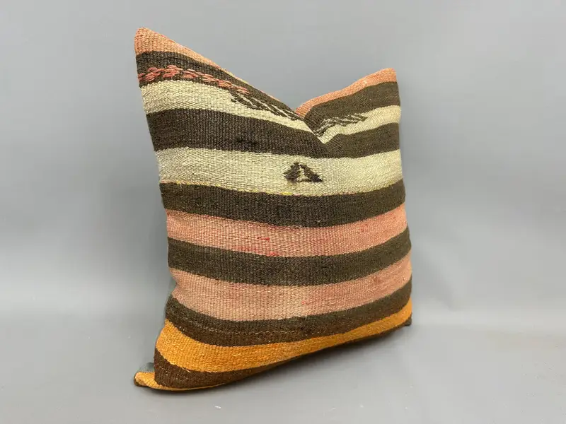 Pillow Sham, One Of A Kind Pillow Cover, Pet Pillow Case, 20x20 Beige Pillow Cover, Vintage Pillow, Ethnical Kilim Rug Pillow, Antique Pillows - 2