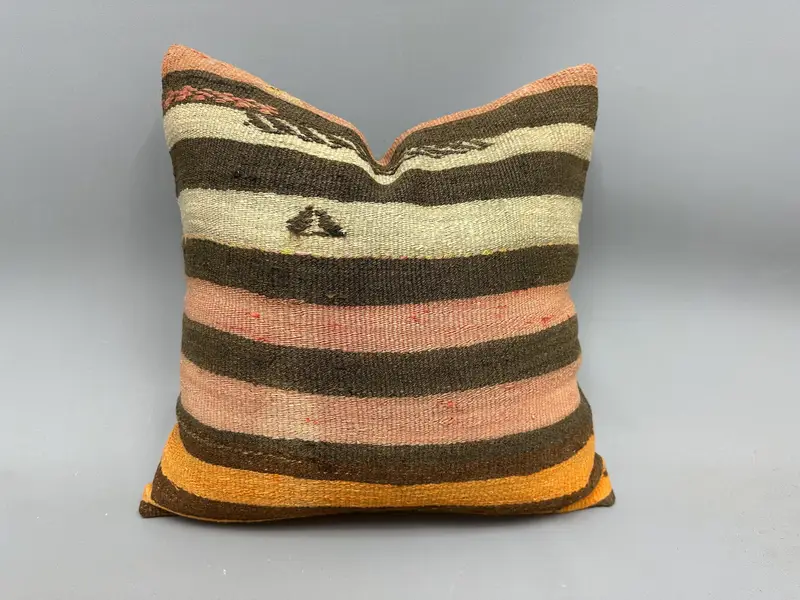 Pillow Sham, One Of A Kind Pillow Cover, Pet Pillow Case, 20x20 Beige Pillow Cover, Vintage Pillow, Ethnical Kilim Rug Pillow, Antique Pillows - 1