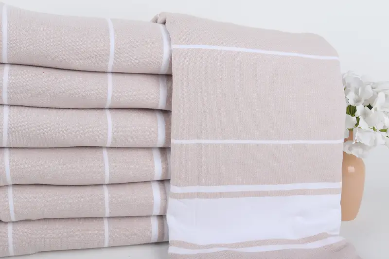 Wedding Day Gift For Bride, Lightweight towel, Housewarming Gift, Large Turkish Towel, Gym Towel, Holiday Towel, 68x36 Cotton Striped Terry Towel - 2