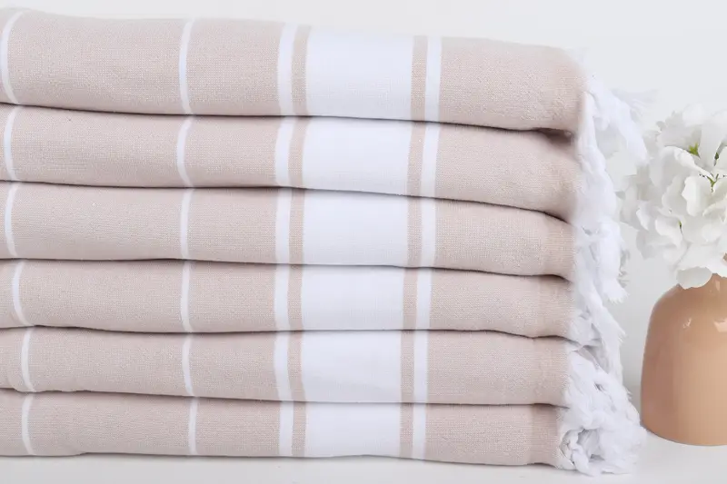 Wedding Day Gift For Bride, Lightweight towel, Housewarming Gift, Large Turkish Towel, Gym Towel, Holiday Towel, 68x36 Cotton Striped Terry Towel - 3