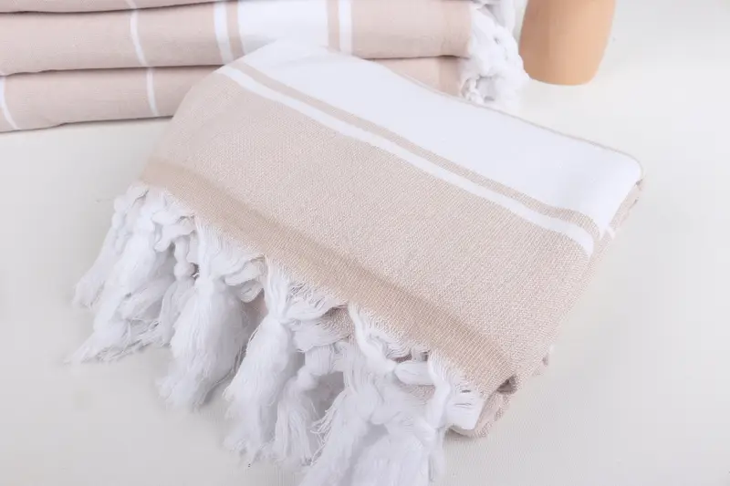 Wedding Day Gift For Bride, Lightweight towel, Housewarming Gift, Large Turkish Towel, Gym Towel, Holiday Towel, 68x36 Cotton Striped Terry Towel - 5