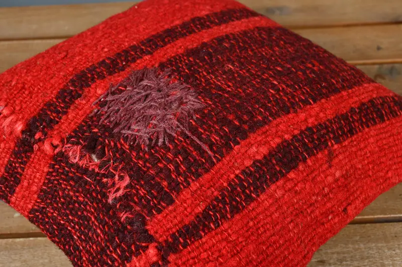 12x12 Red Cushion Cover, Gift Pillow, Kilim Rug Cushion, Pillow Cover, Handmade Kilim Cushion, Boho Throw Cushion Case, Vintage Kilim Throw Pillow - 3
