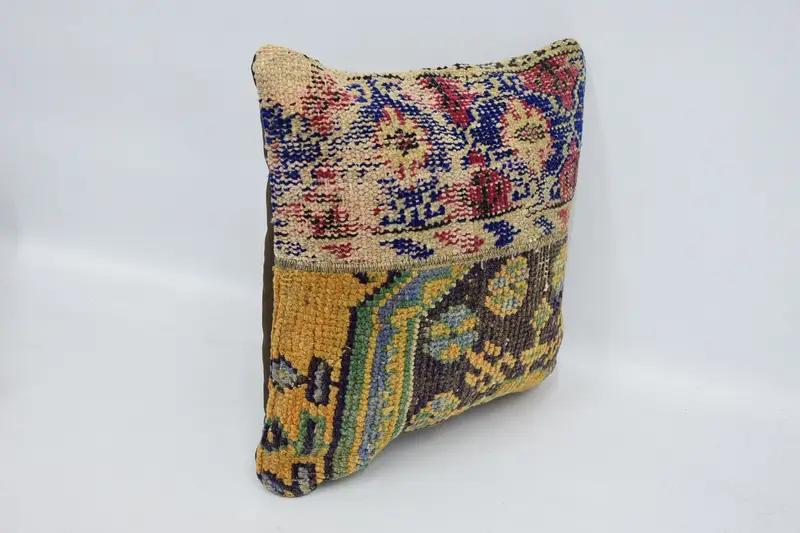 Kilim Pillow, Boho Pillow Sham Cover, Handmade Kilim Cushion, Boho Throw Pillow Cover, Cushion Cover, 16x16 Orange Cushion - 3