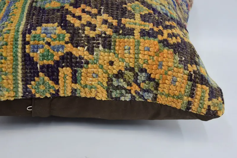 Kilim Pillow, Boho Pillow Sham Cover, Handmade Kilim Cushion, Boho Throw Pillow Cover, Cushion Cover, 16x16 Orange Cushion - 5