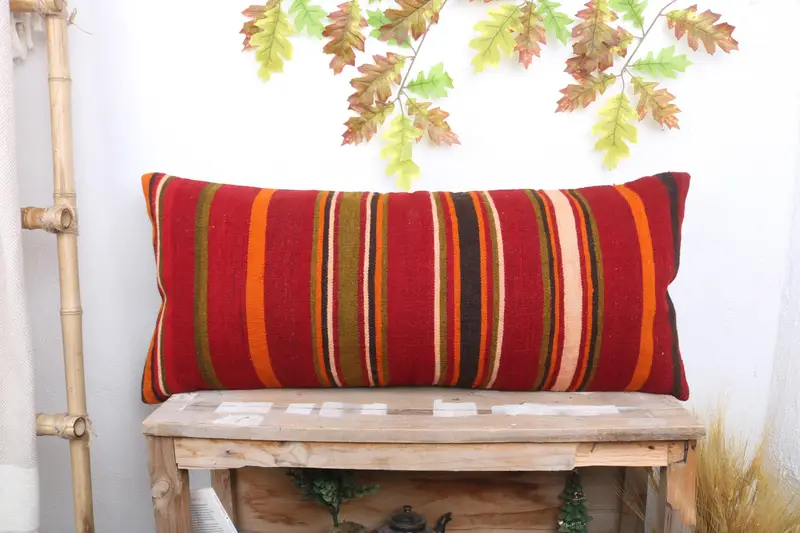 Outdoor Pillow Cover, Pillow for Couch, Boho Pillow, Pillow Cover, Home Decor Pillow, 16x36 Red Cushion Case, Farmhouse Pillow Sham - 1