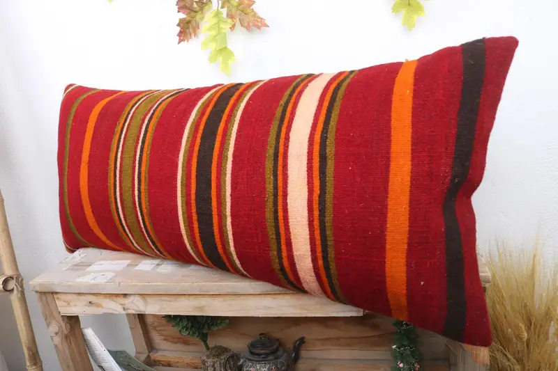 Outdoor Pillow Cover, Pillow for Couch, Boho Pillow, Pillow Cover, Home Decor Pillow, 16x36 Red Cushion Case, Farmhouse Pillow Sham - 4