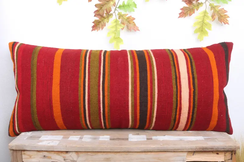 Outdoor Pillow Cover, Pillow for Couch, Boho Pillow, Pillow Cover, Home Decor Pillow, 16x36 Red Cushion Case, Farmhouse Pillow Sham - 2