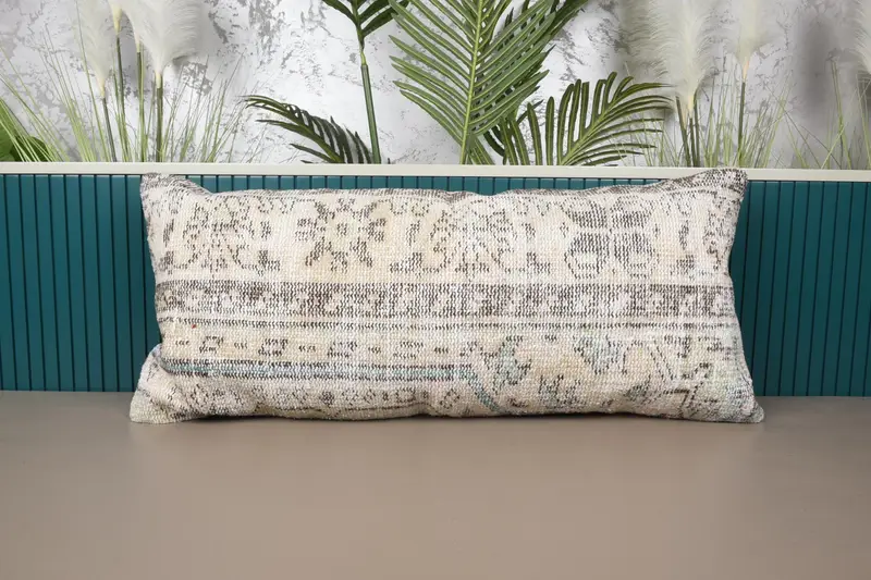 Handgefertigtes besticktes Kelimkissen, vielseitiges rechteckiges Wurfkissen