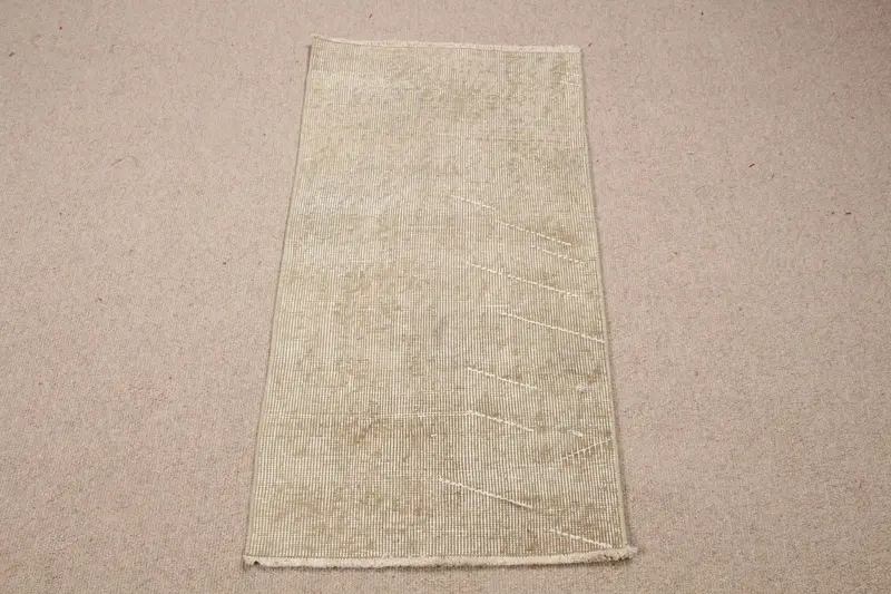 1.6x3.2 ft Halı, Türk Vintage Halısı, Bej Çiçekli Yün Halı - 1