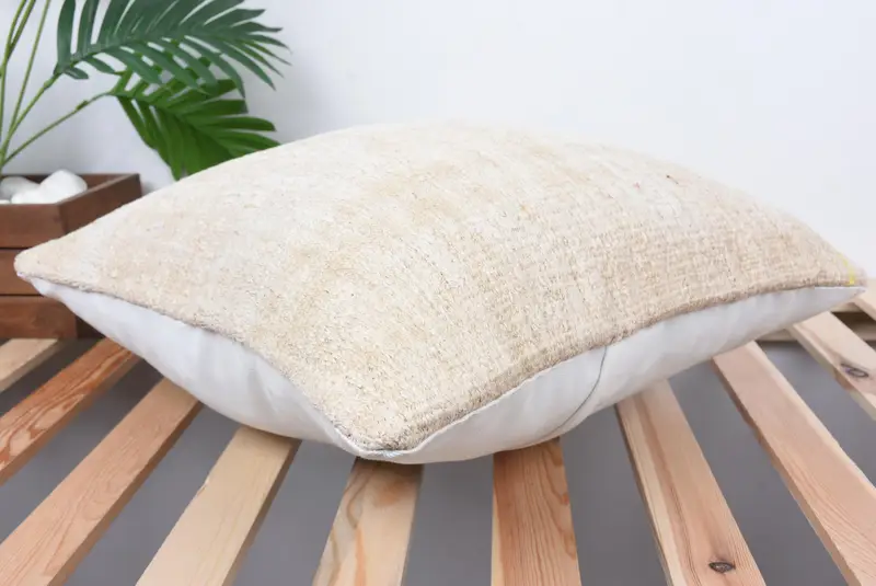 18x18 Beige Cushion, Car Pillow Sham, Pillow for Sofa, Indoor Cushion, Pattern Throw Cushion, Cushion Case, Gift Pillow, Turkish Kilim Pillow - 6