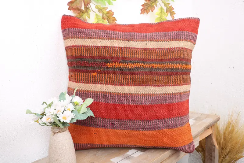 Cushion, Indoor Cushion, Throw Kilim Pillow, 18x18 Purple Pillow Cover, Interior Designer Pillow, Vintage Kilim Throw Pillow, Bed Cushion Cover - 4
