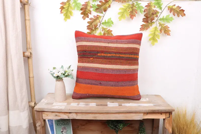 Cushion, Indoor Cushion, Throw Kilim Pillow, 18x18 Purple Pillow Cover, Interior Designer Pillow, Vintage Kilim Throw Pillow, Bed Cushion Cover - 1
