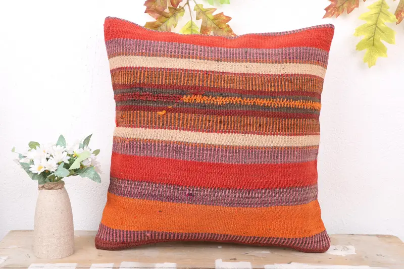 Cushion, Indoor Cushion, Throw Kilim Pillow, 18x18 Purple Pillow Cover, Interior Designer Pillow, Vintage Kilim Throw Pillow, Bed Cushion Cover - 2