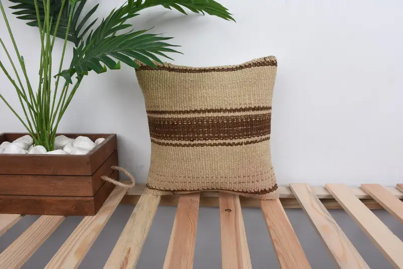 Interior Designer Pillow, Art Deco Pillow Sham, Cushion Case, Boho Pillow, Outdoor Bolster Cushion Cover, Vintage Pillow, 12x12 Beige Cushion - 1