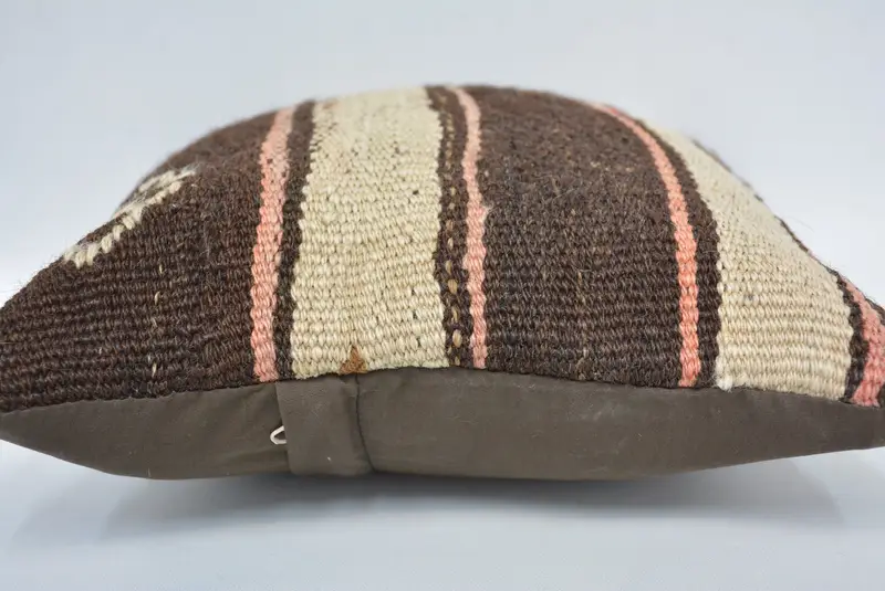 Boho Pillow, Couch Cushion, Pillow, Kilim Pillow, Toss Cushion, Luxury Pillow Cover, Sofa Cushion Case, Throw Kilim Pillow, 12x12 Brown Cushion Case - 5