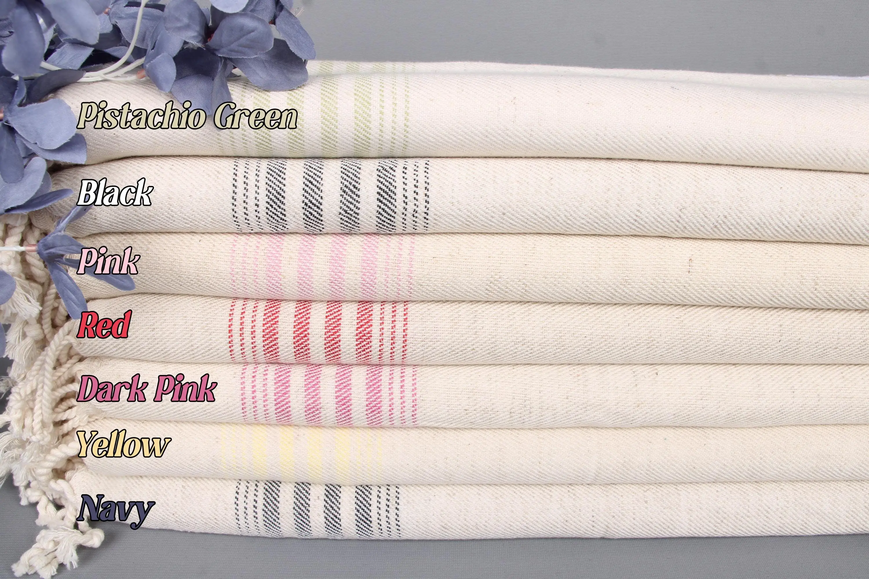 Striped Tea Towel Personalized Kitchen Towel Organic/Recycled Cotton, 18x36 - 1