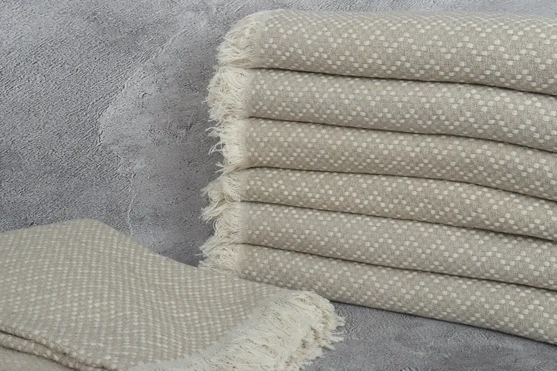 Welcome Wedding Gift, Tablecloth, Housewarming Gift, 76x68 Cotton Herringbone Towel, First Wedding Anniversary Gift, Woven Throw Blanket - 2
