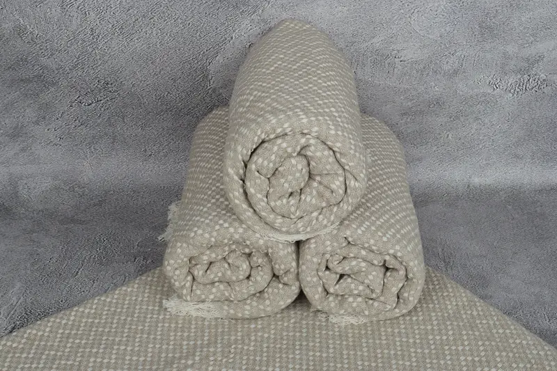 Welcome Wedding Gift, Tablecloth, Housewarming Gift, 76x68 Cotton Herringbone Towel, First Wedding Anniversary Gift, Woven Throw Blanket - 7