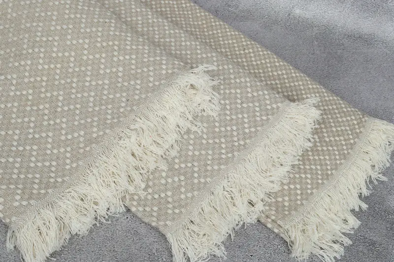 Welcome Wedding Gift, Tablecloth, Housewarming Gift, 76x68 Cotton Herringbone Towel, First Wedding Anniversary Gift, Woven Throw Blanket - 5