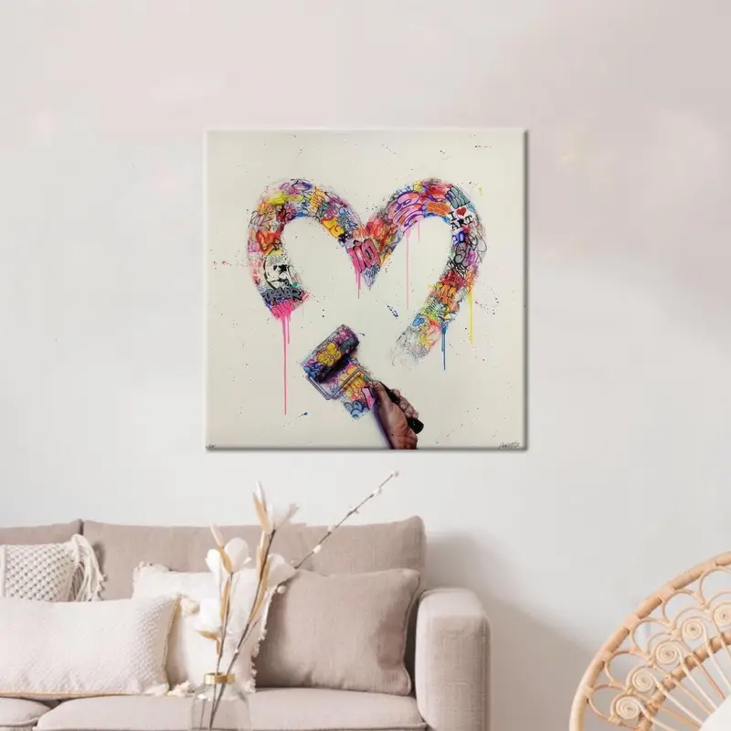 Moderne Banksy-Liebeskunst: Bedruckte Leinwand für elegante Inneneinrichtung