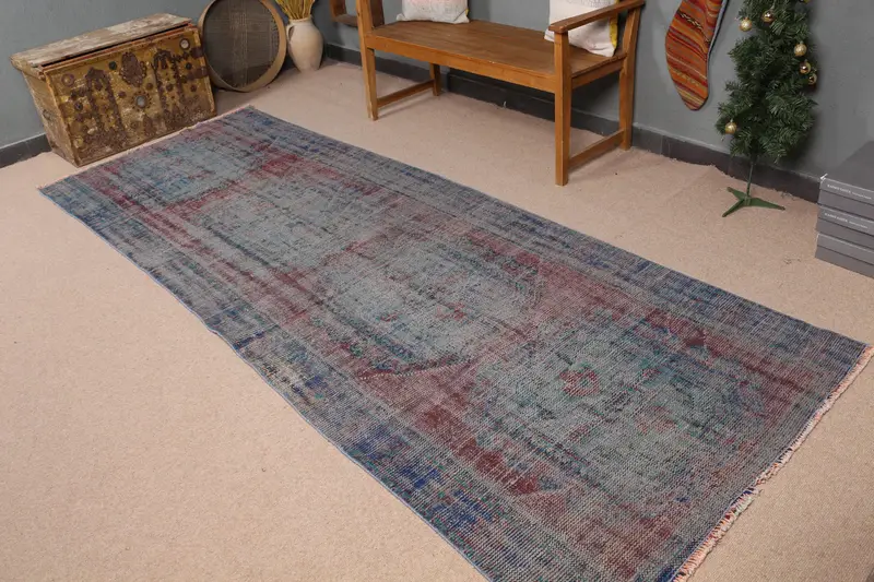 Mavi & Kırmızı Çizgili Halı, 118x320 cm Zarif Dekor