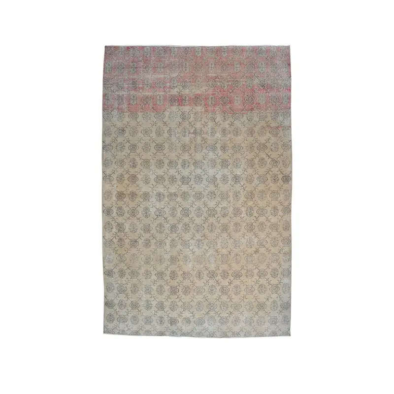 Turkish 7x10.8 ft Rug, Vintage Oversize Rug, Gray Floral Rug - 1