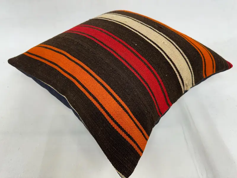 Throw Kilim Pillow, 20x20 Brown Pillow Cover, Cotton Pillow Sham, Interior Designer Pillow, Cozy Throw Pillow, Pillow for Couch, Cushion Cover - 6