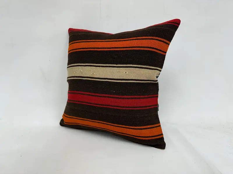 Throw Kilim Pillow, 20x20 Brown Pillow Cover, Cotton Pillow Sham, Interior Designer Pillow, Cozy Throw Pillow, Pillow for Couch, Cushion Cover - 4