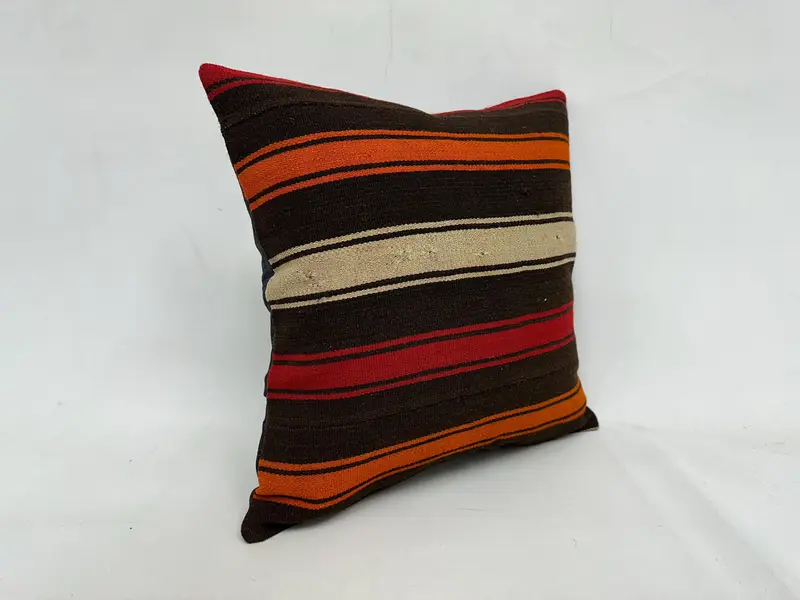Throw Kilim Pillow, 20x20 Brown Pillow Cover, Cotton Pillow Sham, Interior Designer Pillow, Cozy Throw Pillow, Pillow for Couch, Cushion Cover - 3