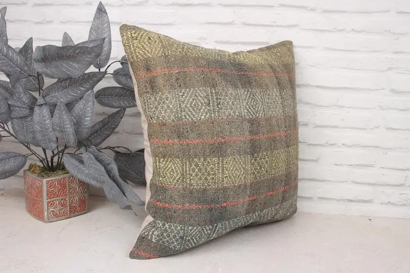 Ev Dekoru Yastığı, Türk Kilim Yastığı, 20x20 Sarı Yastık Sahibi, Yastık Kapağı, Doğal Yastık, Kilim Yastığı, Türk Köşe Yastığı - 3