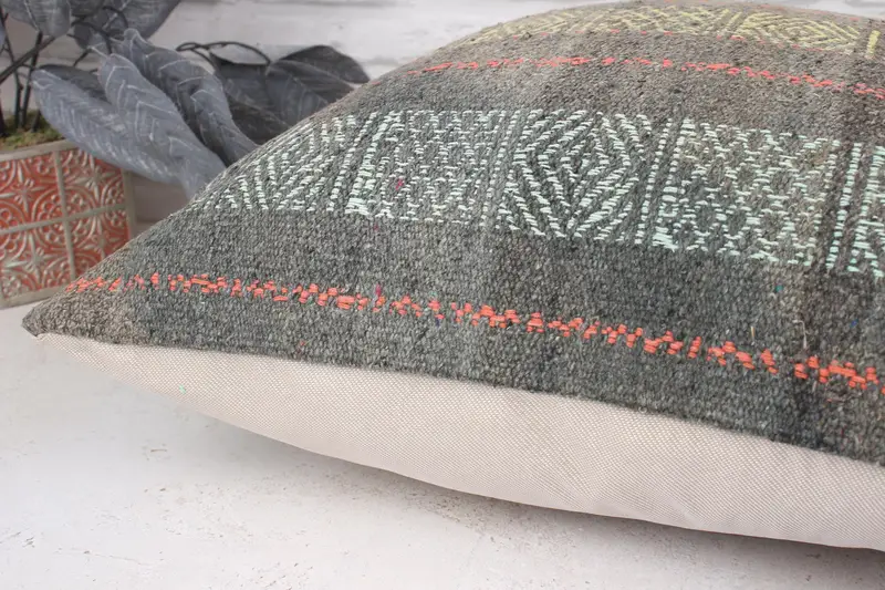 Ev Dekoru Yastığı, Türk Kilim Yastığı, 20x20 Sarı Yastık Sahibi, Yastık Kapağı, Doğal Yastık, Kilim Yastığı, Türk Köşe Yastığı - 6