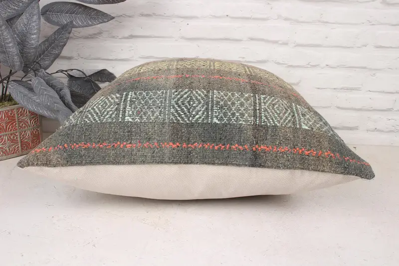 Ev Dekoru Yastığı, Türk Kilim Yastığı, 20x20 Sarı Yastık Sahibi, Yastık Kapağı, Doğal Yastık, Kilim Yastığı, Türk Köşe Yastığı - 5