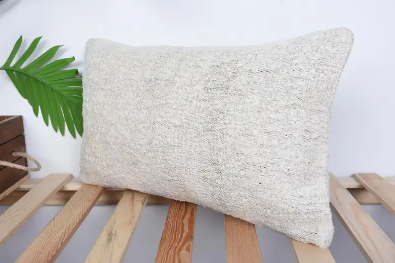Home Decor Pillow, Natural Pillow, Vintage Pillow, 12x20 White Cushion Cover, Handmade Throw Cushion, Pet Cushion Case, Throw Kilim Pillow, Cushion - 5