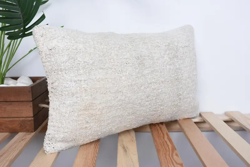 Home Decor Pillow, Natural Pillow, Vintage Pillow, 12x20 White Cushion Cover, Handmade Throw Cushion, Pet Cushion Case, Throw Kilim Pillow, Cushion - 4