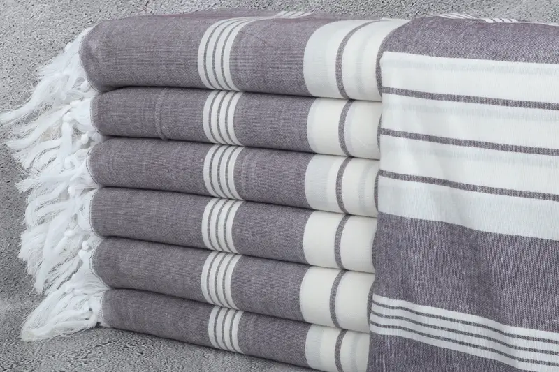 Striped Towel Personalized Organic Cotton Dark Purple, 36x67 Inches
