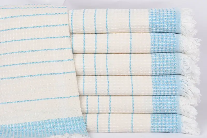 Personalized Turkish Beach Towel Light Turquoise Waffle, 70x40 Inches