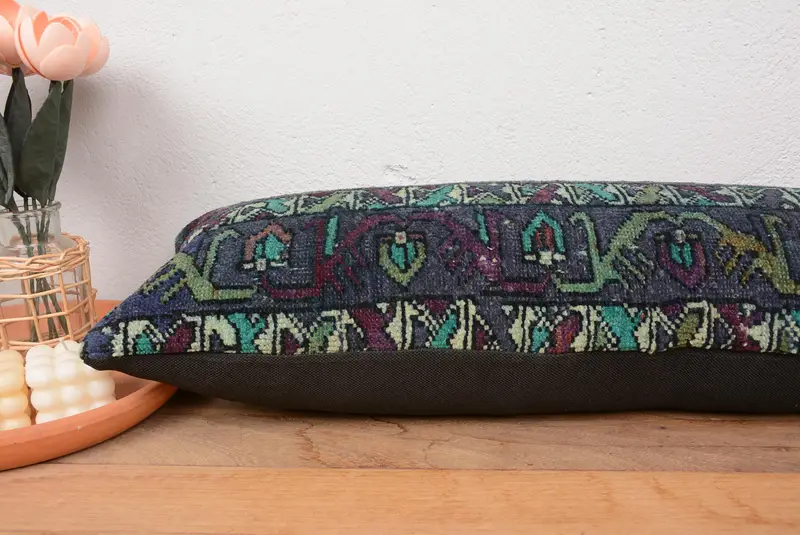 Turkish Pillow, Square Throw Cushion Cover, Pillow Case, Kilim Pillow, Cozy Throw Cushion Case, Home Decor Pillow, 12x36 Purple Cushion - 5