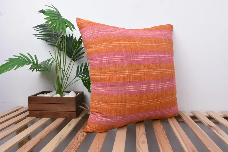 Kilim Pillow, Seat Pillow, Kilim Pillow Cover, Shabby Chic Pillow Cover, Boho Pillow Sham Cover, 24x24 Orange Pillow Case, Cushion Cover - 4