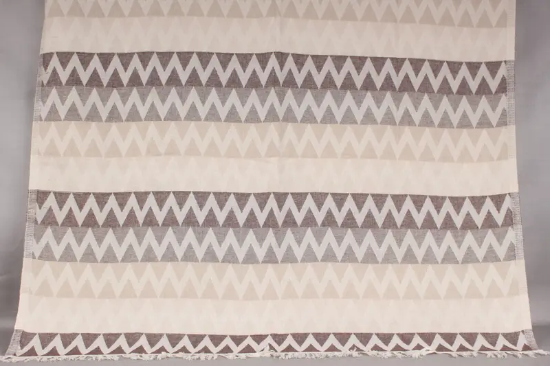 Turkish Towel Organic Cotton Beige Zigzag, 40x71 Inches