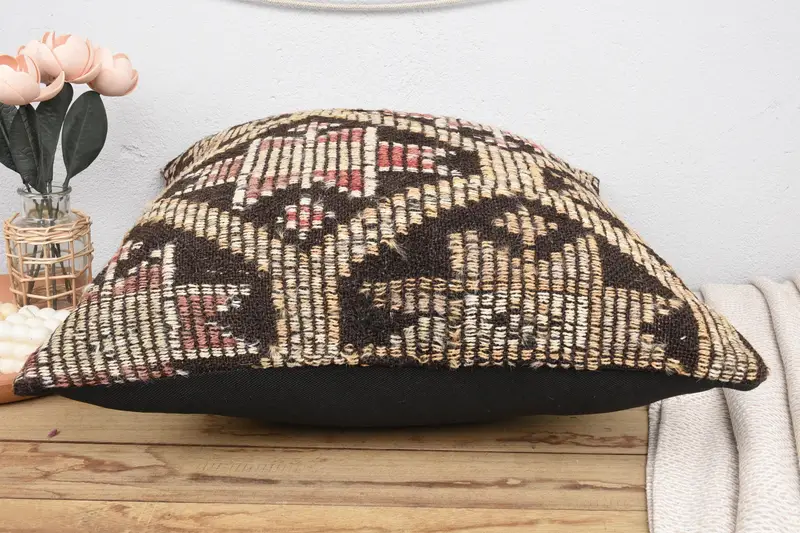 Pillow for Sofa, Retro Throw Cushion, Sofa Pillow, Pillow, Turkish Kilim Pillow, 24x24 Brown Pillow Sham, Interior Designer Pillow - 5