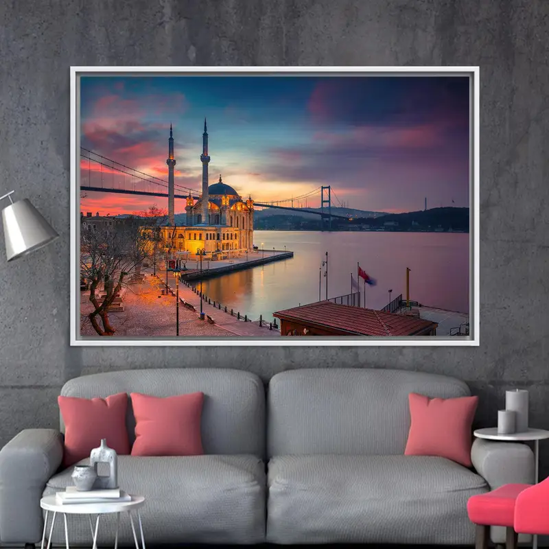 İstanbul Gün Batımı Kanvas Tablo: Canlı Türk Deniz Manzarası Kanvas Tablo