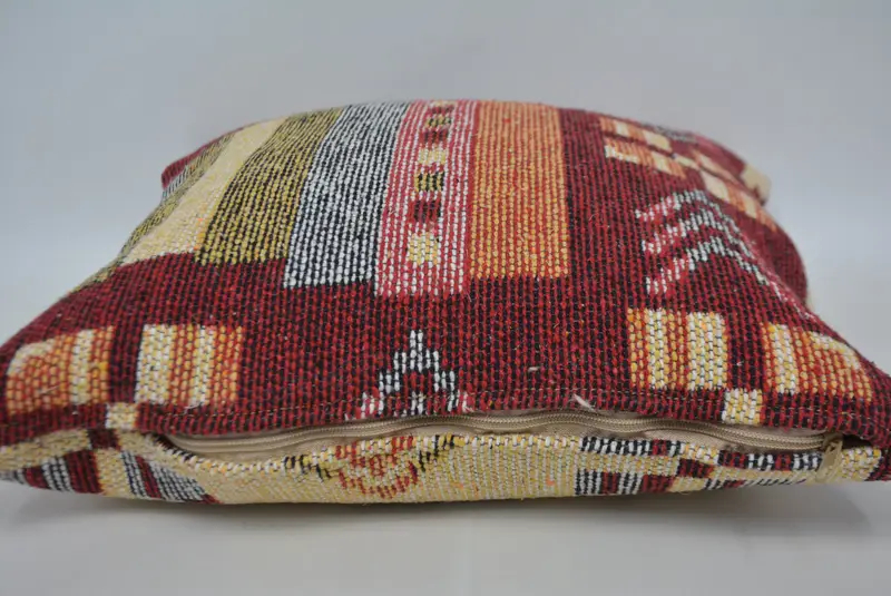 Home Decor Pillow, Pillow Sham, 16x16 Red Pillow Case, Vintage Kilim Pillow, Handmade Kilim Cushion, Meditation Pillow Cover - 5