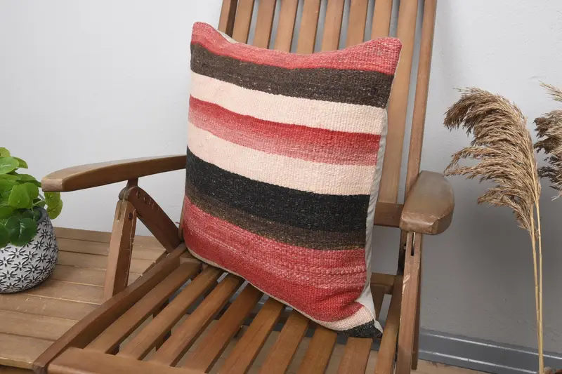 Aesthetic Pillow, Boho Pillow Sham Cover, Pillow Sham, Car Pillow, 20x20 Red Pillow Cover, Turkish Pillow, Pillow for Couch - 3