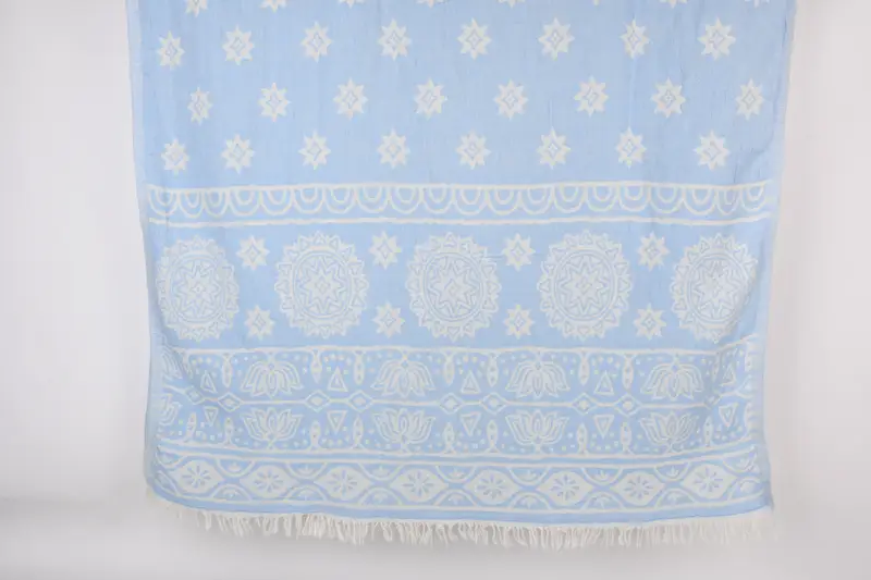 トルコタオル オーガニックコットン ベビーブルー、36x71インチ - 1