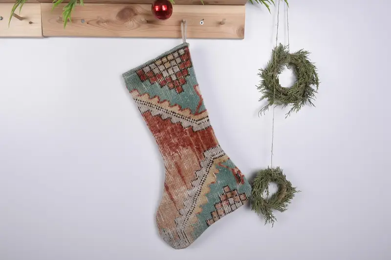 Festive Christmas Ornaments Pattern, 19 Inch Wide Christmas Stocking